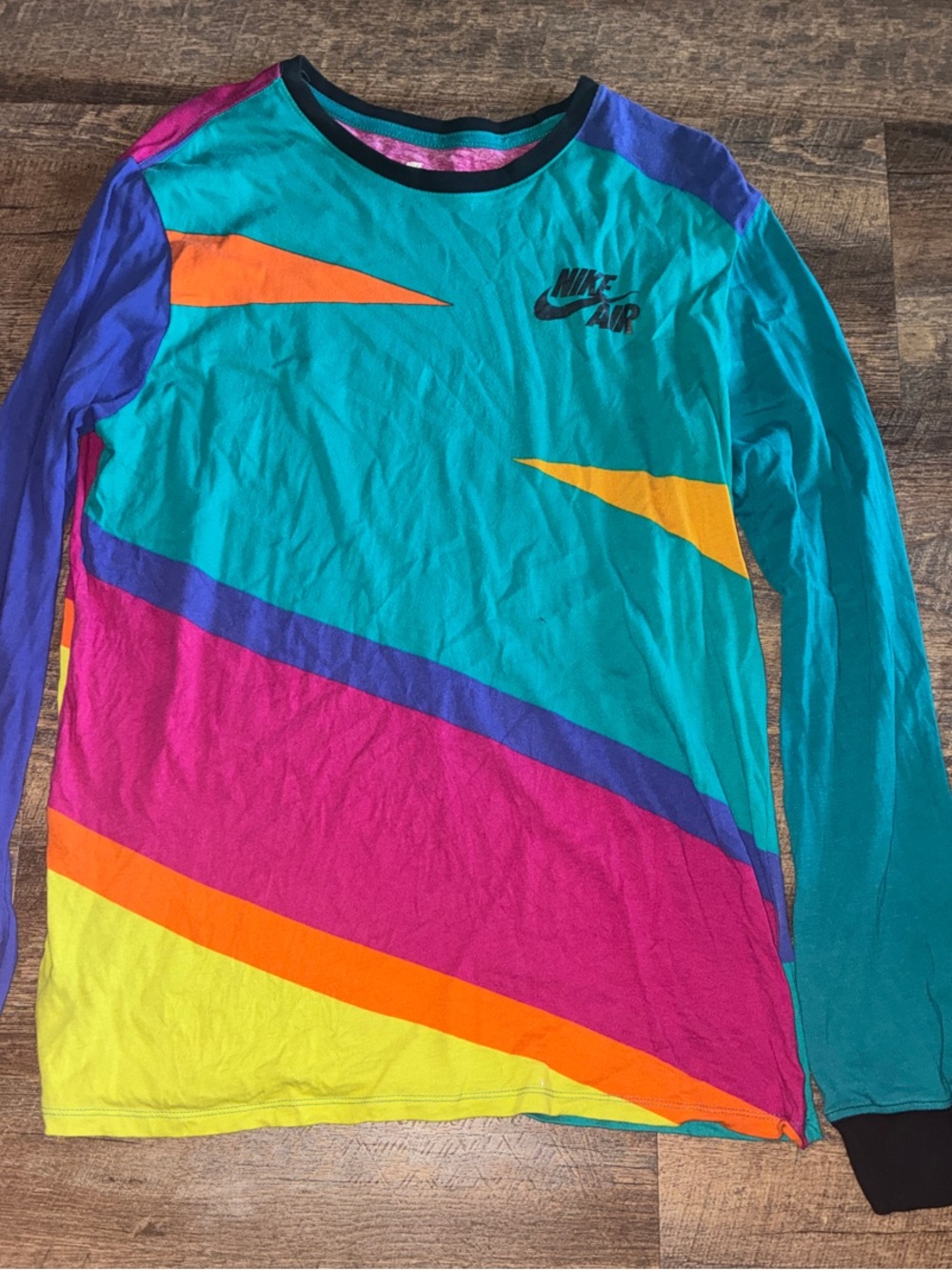 Nike Colorblock Long Sleeve Tee - Teal, Magenta, Yellow, Orange, Purple